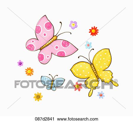 Drawing of three butterflies View Large Illustration Clip Art - Drawing of three butterflies. Fotosearch