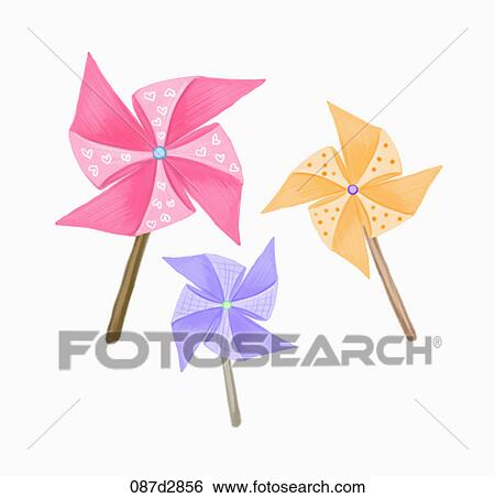 Drawing of three pinwheels View Large Illustration Stock Illustration - Drawing of three pinwheels. Fotosearch