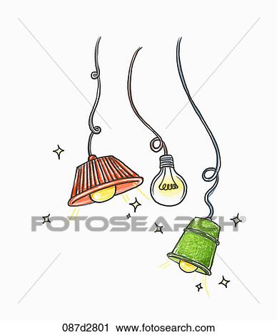 Drawing of various lamps View Large Illustration Clip Art - Drawing of various lamps. Fotosearch