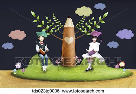 Stock Illustration - education of children. Fotosearch