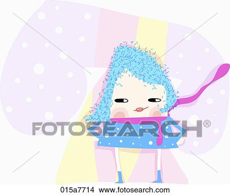 Stock Illustration - girl is standing her hands in her pockets. Fotosearch