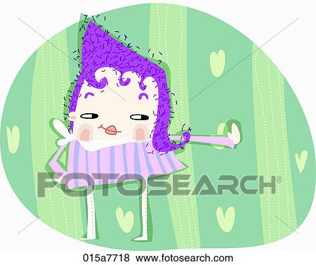 Stock Illustration - girl is standing with her arm stretched. Fotosearch