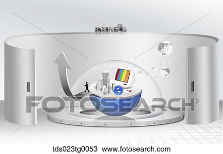 Drawing - global business and economy. Fotosearch