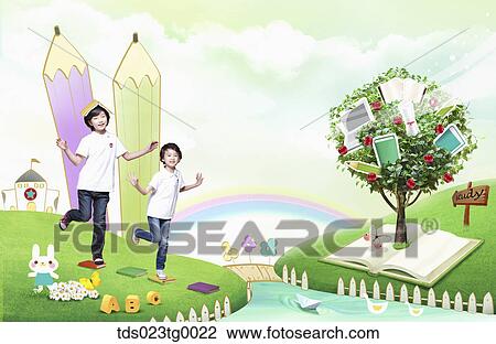 global education and dream of children View Large Illustration Drawing - global education and dream of children. Fotosearch