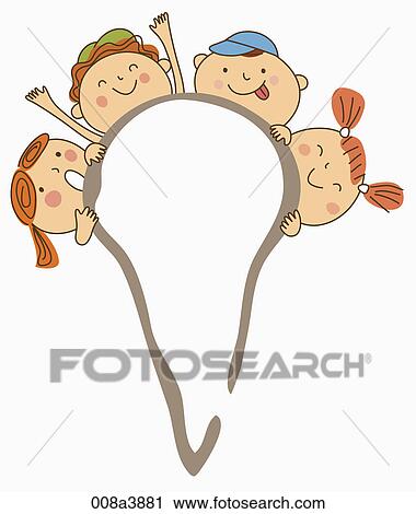 Clip Art - happy children and ice cream shape. Fotosearch