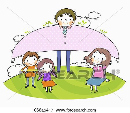 Happy family in dad's love View Large Illustration Stock Illustration - Happy family in dad's love. Fotosearch