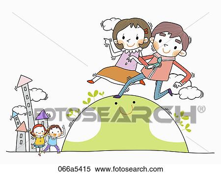 Stock Illustration - Happy family outing. Fotosearch