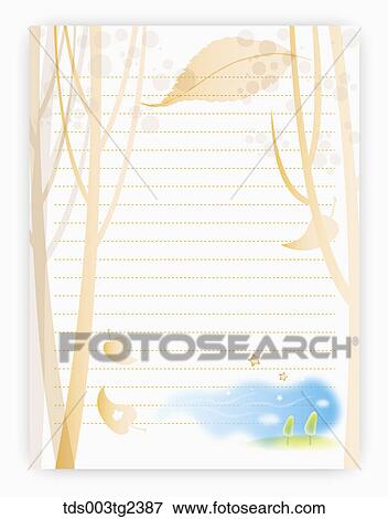 Stock Illustration - illustrated letter pad of autumn scent. Fotosearch