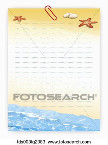 Drawing - illustrated letter pad of summer scenery. Fotosearch