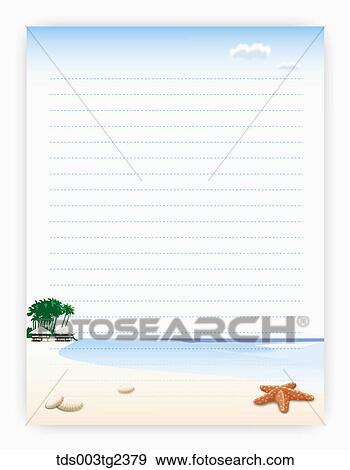 Stock Illustration - illustrated letter pad of summer scenery. Fotosearch