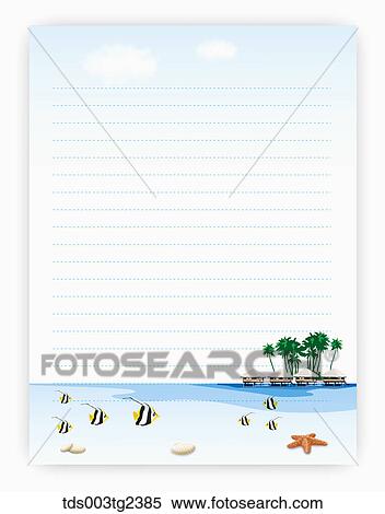 illustrated letter pad of summer scenery View Large Illustration Stock Illustration - illustrated letter pad of summer scenery. Fotosearch