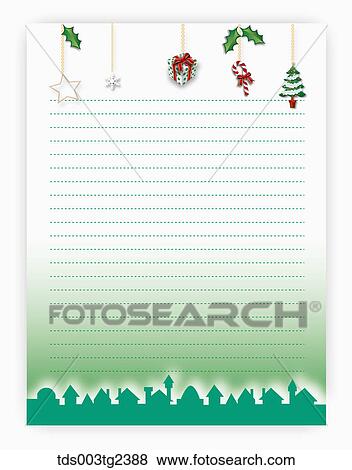 Stock Illustration - illustrated letter pad of winter scenery. Fotosearch