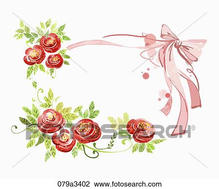 Illustration of various colors of flowers and ribbons for notes View Large Illustration Drawing - Illustration of various colors of flowers and ribbons for notes. Fotosearch