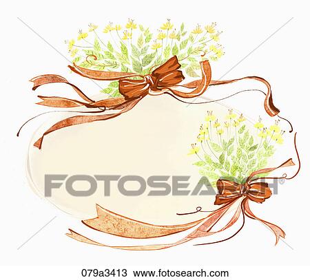 Illustration of various colors of flowers and ribbons for notes View Large Illustration Drawing - Illustration of various colors of flowers and ribbons for notes. Fotosearch