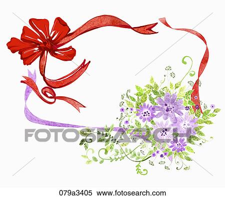 Stock Illustration - Illustration of various colors of flowers and ribbons for notes. Fotosearch