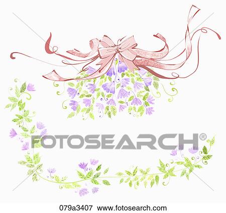 Stock Illustration - Illustration of various colors of flowers and ribbons for notes. Fotosearch