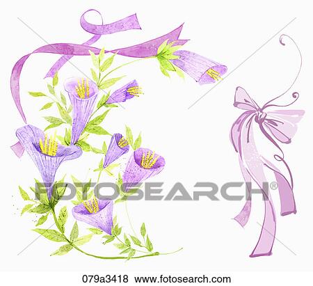 Stock Illustration - Illustration of various colors of flowers and ribbons for notes. Fotosearch