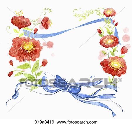 Stock Illustration - Illustration of various colors of flowers and ribbons for notes. Fotosearch