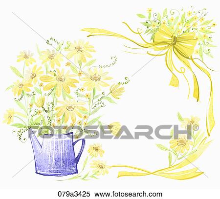 Illustration of various colors of flowers and ribbons for notes View Large Illustration Stock Illustration - Illustration of various colors of flowers and ribbons for notes. Fotosearch