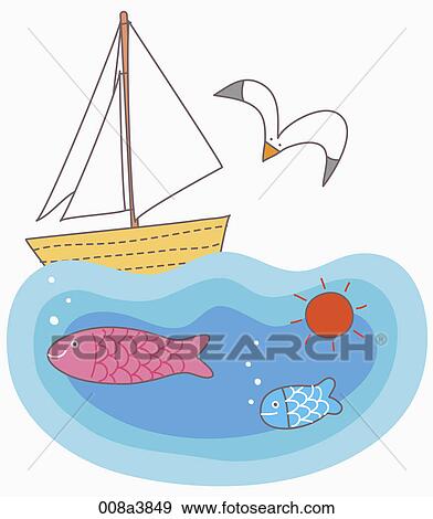 Stock Illustration - illustrations of sea creatures and ships. Fotosearch