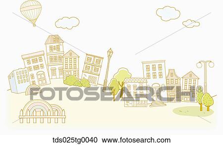 Clipart - landscape of city. Fotosearch