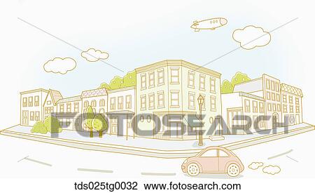 landscape of city View Large Illustration Drawing - landscape of city. Fotosearch