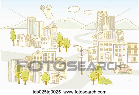 Stock Illustration - landscape of city. Fotosearch
