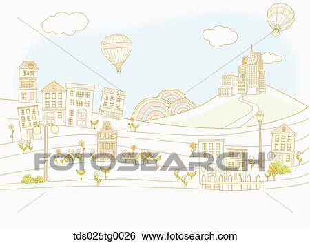 landscape of city View Large Illustration Stock Illustration - landscape of city. Fotosearch