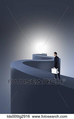 Stock Illustration - man is holding brief case which were filled with money. Fotosearch