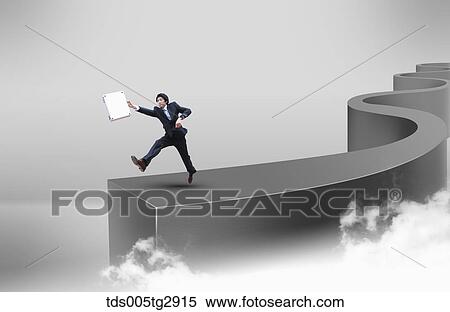 Stock Illustration - man is jumping high holding briefcase. Fotosearch