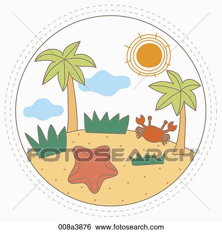 Stock Illustration - palm trees on the beach. Fotosearch