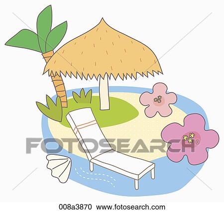 sunbed and parasol on the beach View Large Illustration Clipart - sunbed and parasol on the beach. Fotosearch