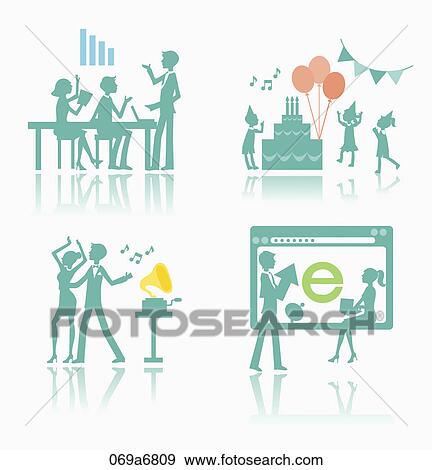 Stock Illustration - The green colored images for various activities. Fotosearch