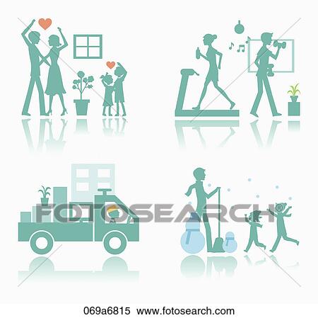 The green colored images for various activities View Large Illustration Stock Illustration - The green colored images for various activities. Fotosearch