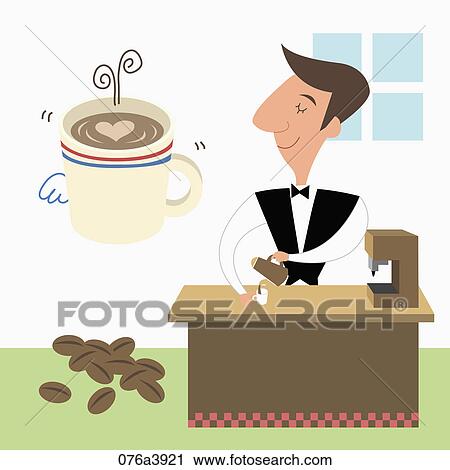 The image of barista View Large Illustration Clip Art - The image of barista. Fotosearch