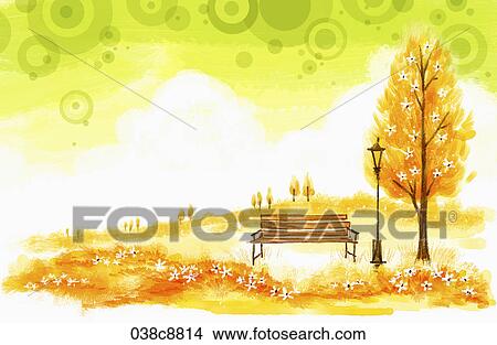 The image of brown colored tree and bench View Large Illustration Stock Illustration - The image of brown colored tree and bench. Fotosearch