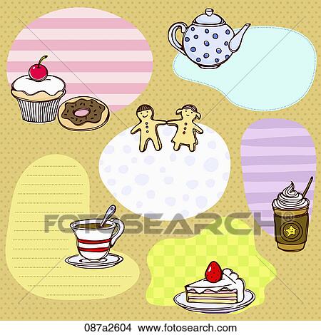 Stock Illustration - The image of bubbling memo with food. Fotosearch