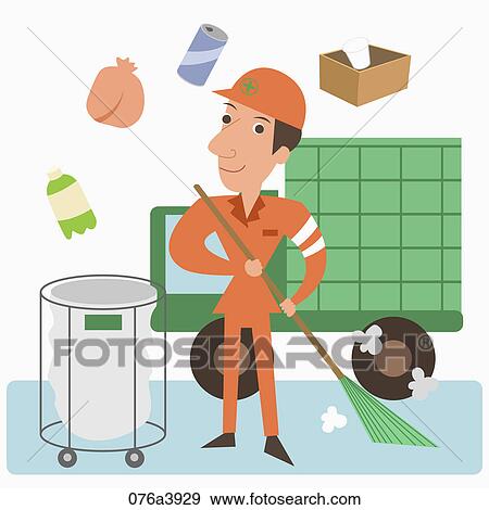 Stock Illustration - The image of cleaning man . Fotosearch