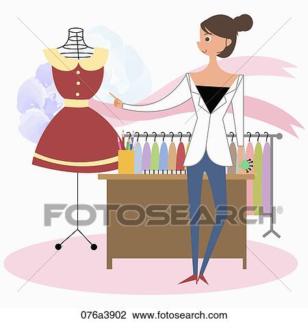Drawing - The image of fashion designer. Fotosearch