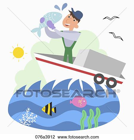 The image of fisher View Large Illustration Drawing - The image of fisher. Fotosearch