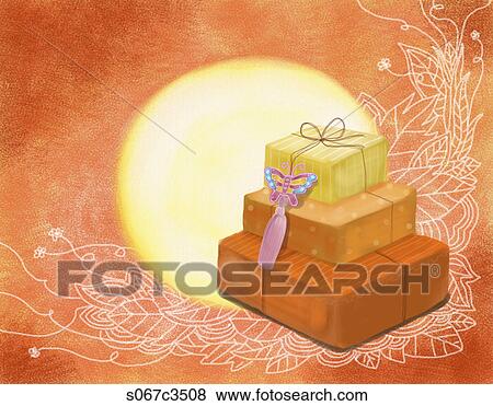 The image of gift boxes and full moon in the fall View Large Illustration Stock Illustration - The image of gift boxes and full moon in the fall. Fotosearch