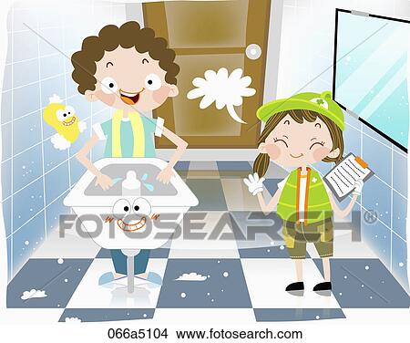 The image of girl giving instruction to wash the hand View Large Illustration Stock Illustration - The image of girl giving instruction to wash the hand. Fotosearch