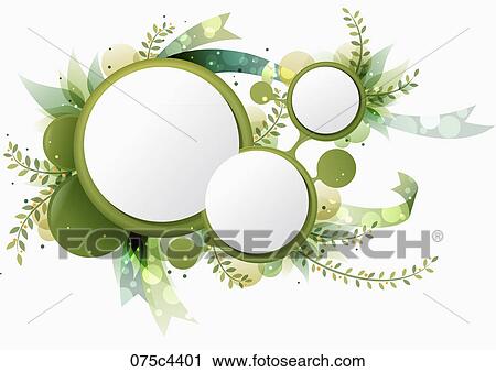 Clip Art - The image of green circle and leaves. Fotosearch
