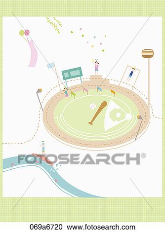 The image of green stadium View Large Illustration Clipart - The image of green stadium. Fotosearch