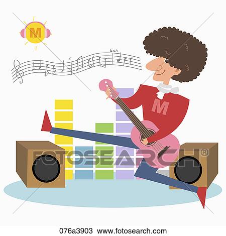 Drawing - The image of guitarist. Fotosearch