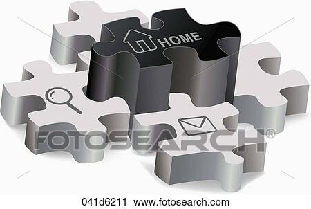 Clip Art - The image of internet icon puzzle. Fotosearch