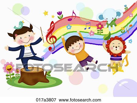 The image of Kids playing with the music View Large Illustration Stock Illustration - The image of Kids playing with the music. Fotosearch