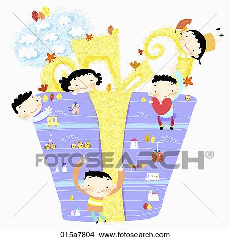 The image of kids with gift View Large Illustration Stock Illustration - The image of kids with gift. Fotosearch