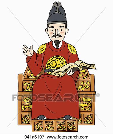 Stock Illustration - The image of King Sejong. Fotosearch