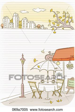 Stock Illustration - The image of letter with café and fall background. Fotosearch